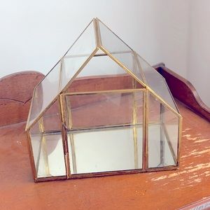 Gold Glass House table decor candle display terrarium